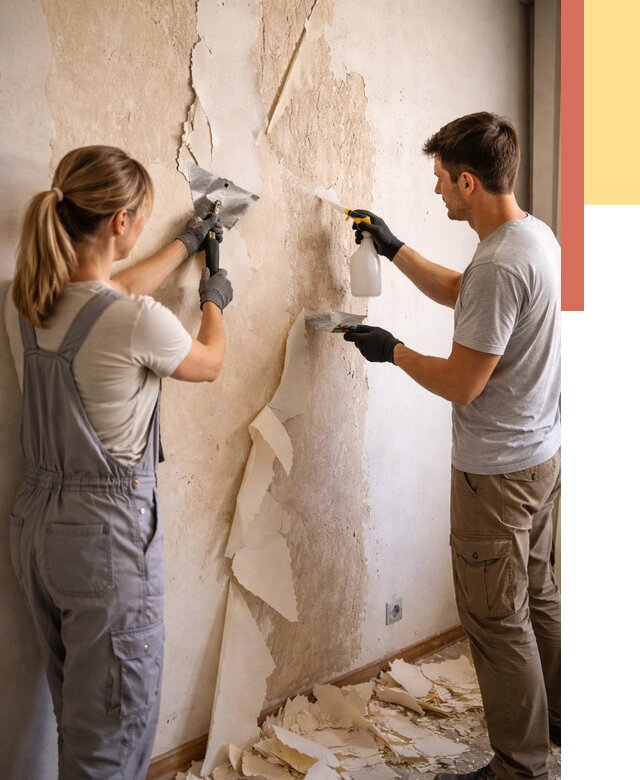 Снятие старых обоев в Новороссийске от 5359 руб. под ключ недорого | ОТДЕЛОЧНИК-Нвр