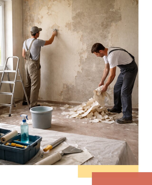 Снятие старых обоев в Новороссийске быстро и качественно