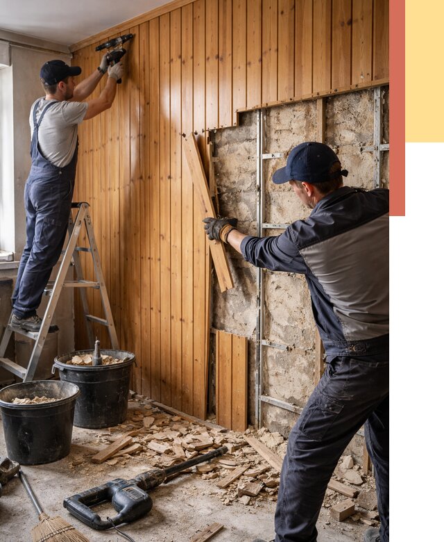 Демонтаж вагонки со стен в Новороссийске от 1480 руб. — снятие, удаление, срочно | ОТДЕЛОЧНИК-Нвр