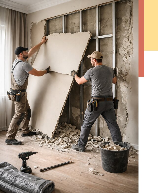 Демонтаж гипсокартона со стен в Новороссийске от 357 руб. — услуги демонтажа | ОТДЕЛОЧНИК-Нвр