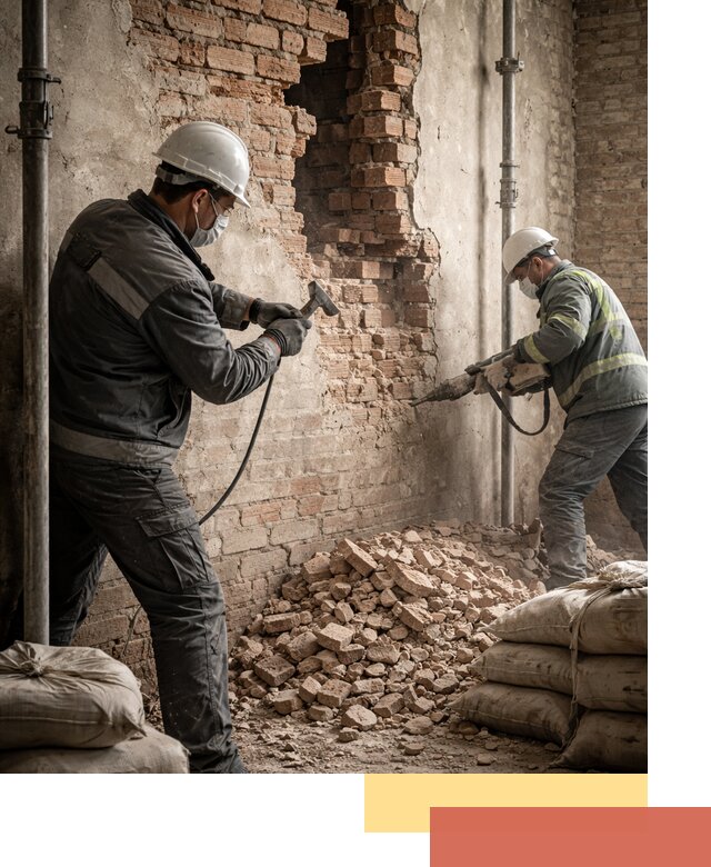 Демонтаж кирпичных стен в Новороссийске быстро и безопасно