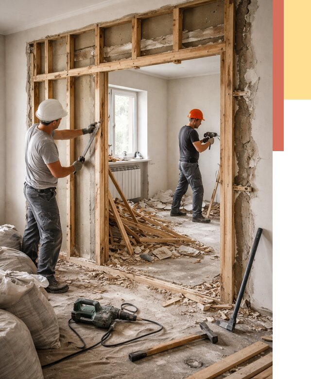 Демонтаж деревянных перегородок в Новороссийске от 3267 руб. — быстро и недорого | ОТДЕЛОЧНИК-Нвр