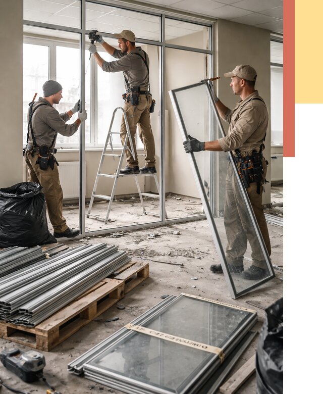 Демонтаж алюминиевых перегородок в Новороссийске от 4287 руб. — быстро и недорого | ОТДЕЛОЧНИК-Нвр