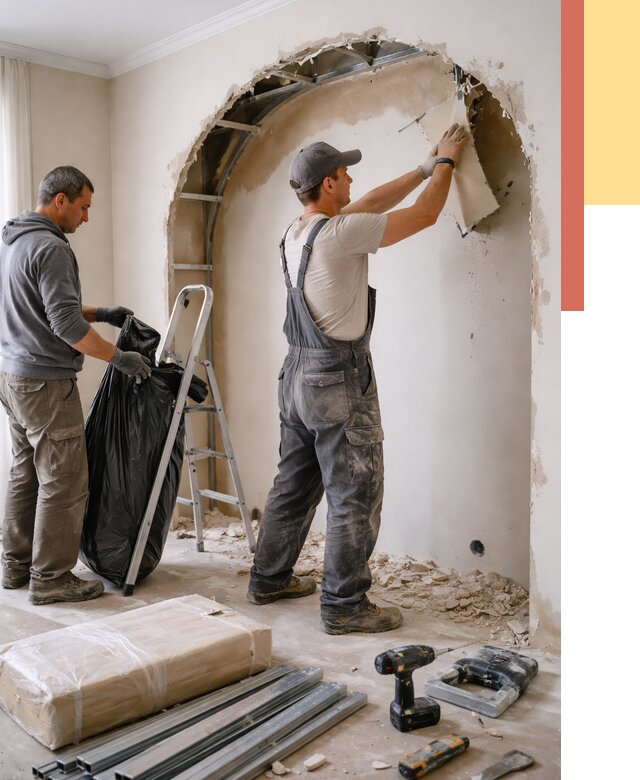 Демонтаж арки из гипсокартона в Новороссийске от 3573 руб. — услуги под ключ | ОТДЕЛОЧНИК-Нвр