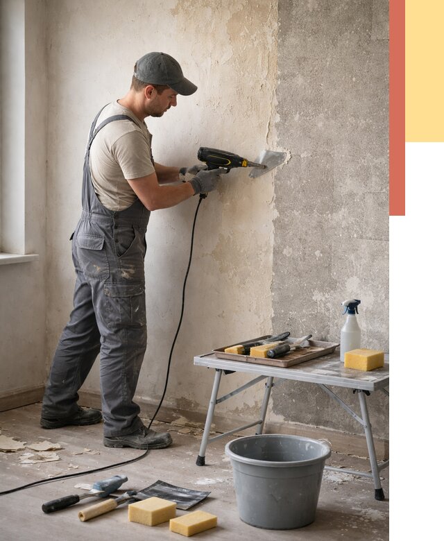 Очистка стен от клея в Новороссийске от 1888 руб. — снятие и удаление клея со стен | ОТДЕЛОЧНИК-Нвр