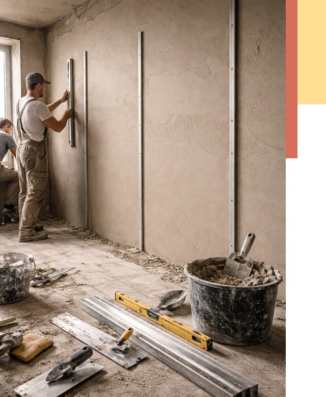 Штукатурка стен по маякам в Новороссийске от 5614 руб./м² — выравнивание под ключ | ОТДЕЛОЧНИК-Нвр