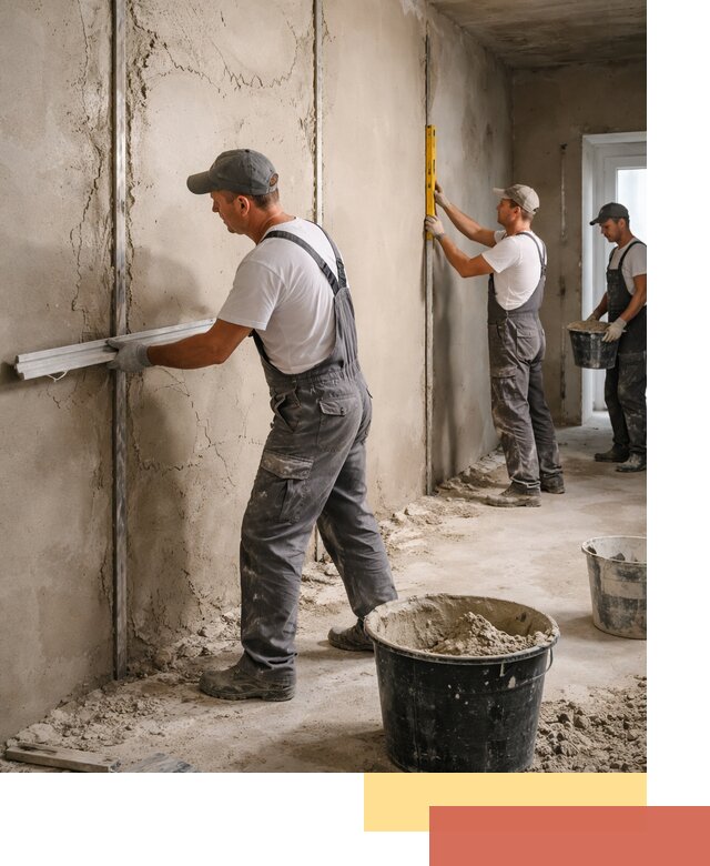 Штукатурка стен по маякам в Новороссийске — точная и ровная поверхность