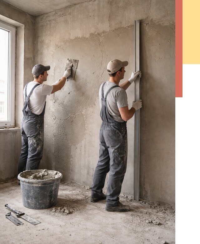 Штукатурка бетонных стен в Новороссийске от 4594 руб/м² — качественно и быстро | ОТДЕЛОЧНИК-Нвр