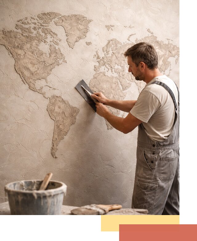 Декоративная штукатурка «Карта мира» под ключ в Новороссийске