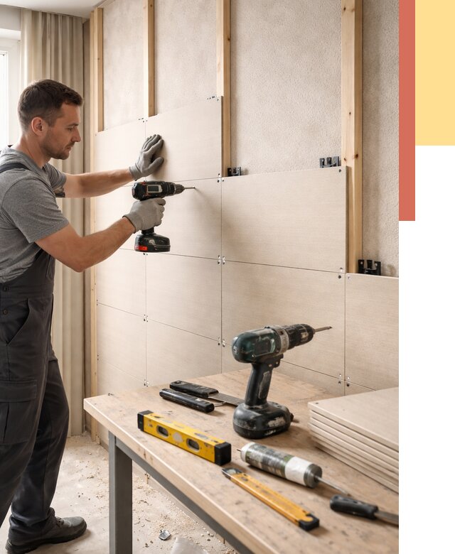 Монтаж МДФ панелей на стены в Новороссийске от 1276 руб. под ключ | ОТДЕЛОЧНИК-Нвр