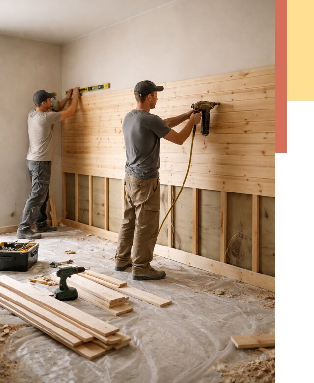 Монтаж деревянной вагонки на стены в Новороссийске от 7656 руб. | Услуги монтажа вагонки | ОТДЕЛОЧНИК-Нвр