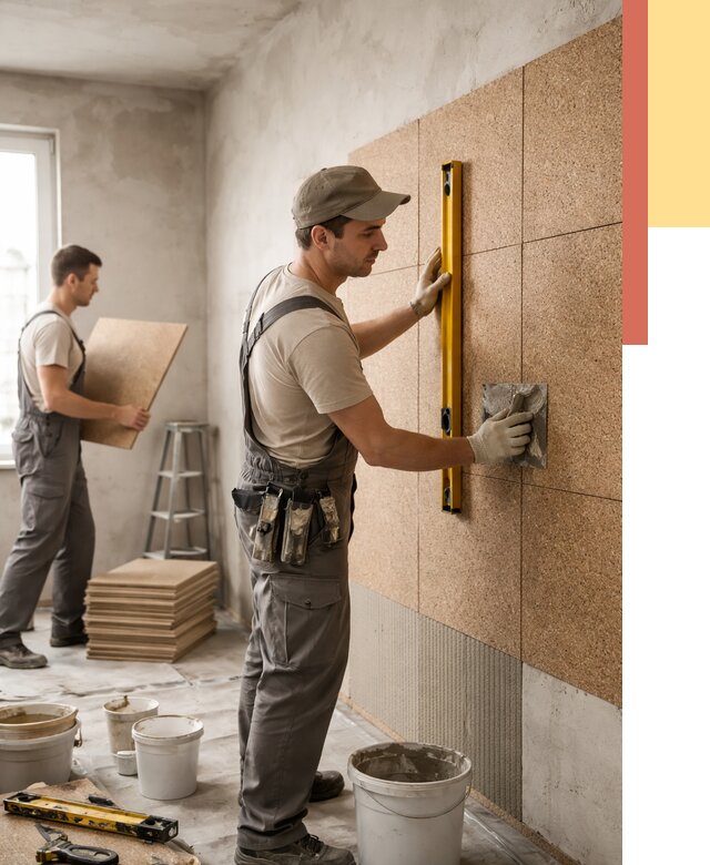 Монтаж пробковых панелей на стены в Новороссийске от 3573 руб. — ОТДЕЛОЧНИК-Нвр