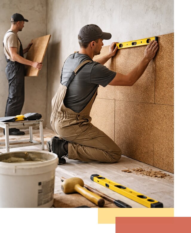 Монтаж пробковых панелей на стены в Новороссийске быстро и качественно