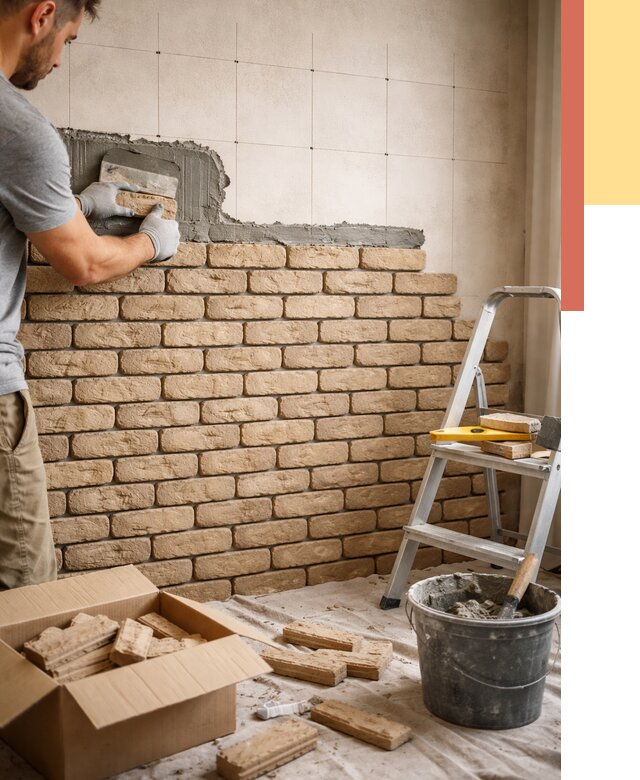 Монтаж декоративного кирпича в Новороссийске от 3267 руб./м² — быстро и недорого | ОТДЕЛОЧНИК-Нвр