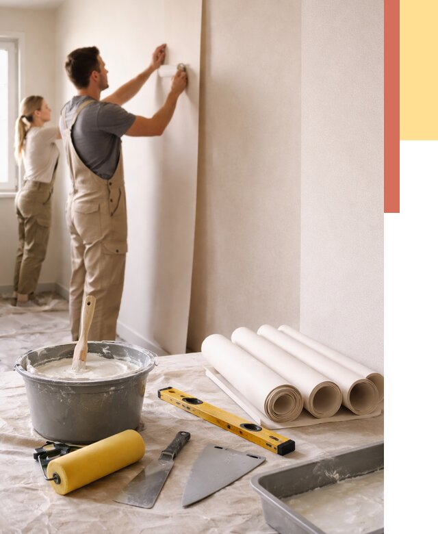 Поклейка бумажных обоев в Новороссийске от 5614 руб./м2 — быстро и недорого | ОТДЕЛОЧНИК-Нвр