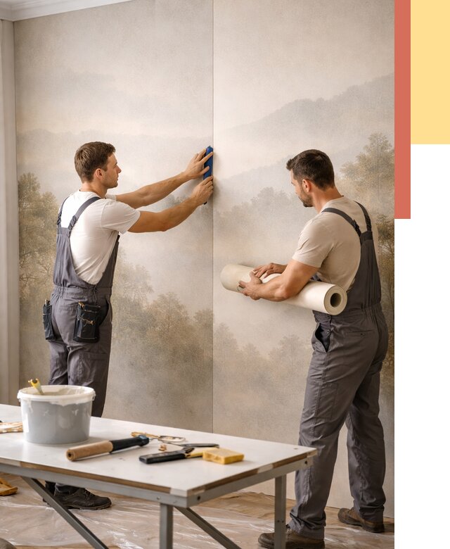 Поклейка фотообоев в Новороссийске от 8677 руб/м² — быстро и недорого | ОТДЕЛОЧНИК-Нвр