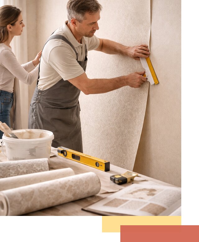 Поклейка обоев с подбором рисунка в Новороссийске