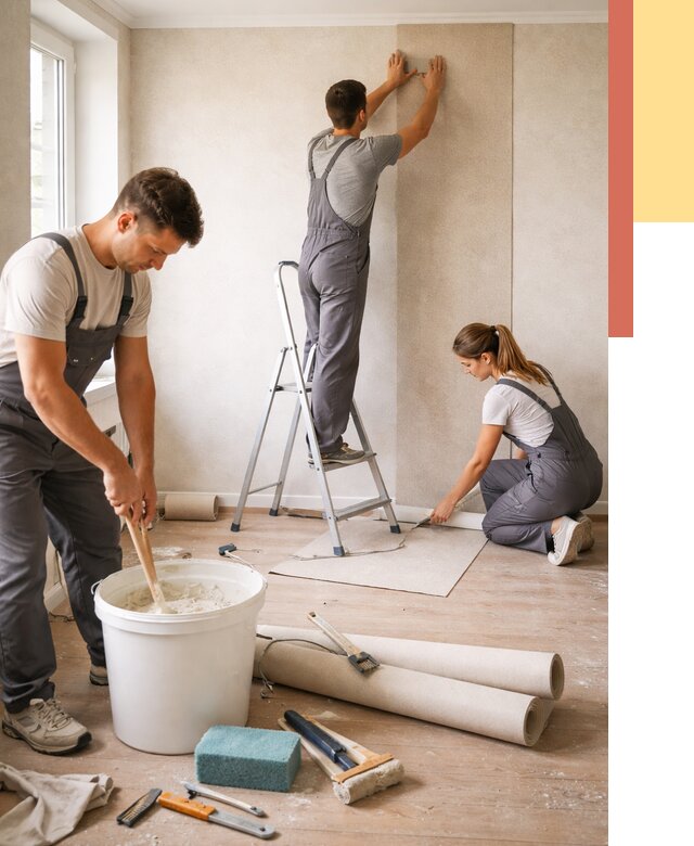 Оклейка стен обоями в Новороссийске от 3573 руб/м2 — быстро и недорого | ОТДЕЛОЧНИК-Нвр