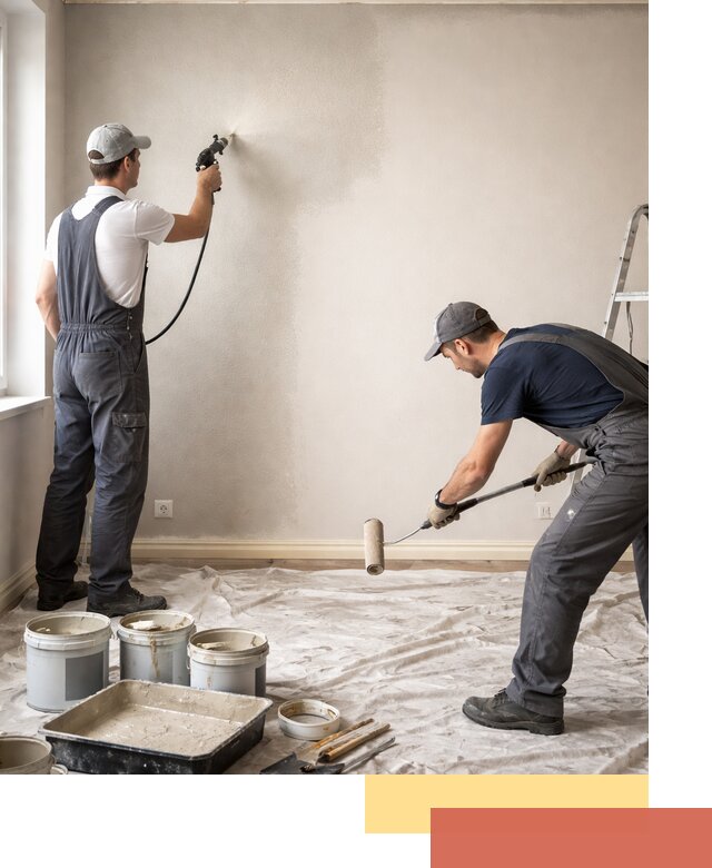 Покраска стен моющейся краской и защита поверхностей в Новороссийске