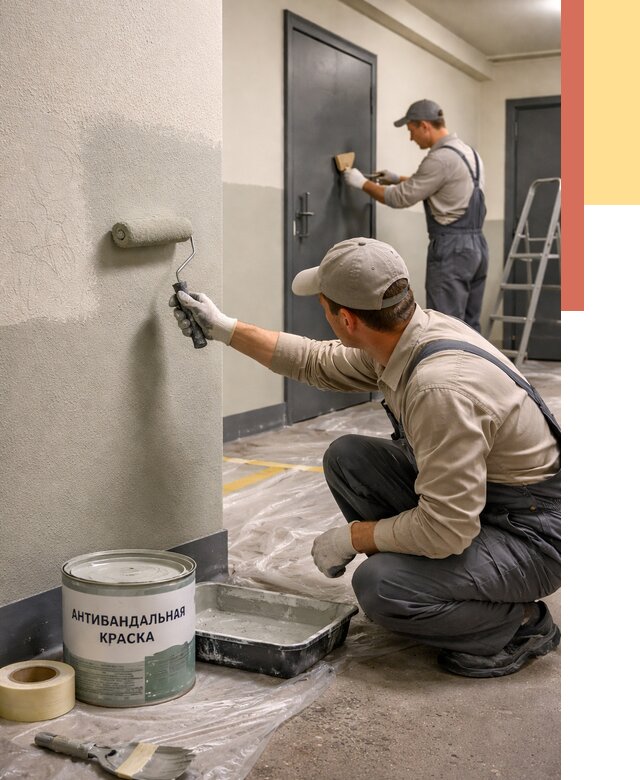 Покраска стен антивандальной краской в Новороссийске от 4594 руб./м² под ключ | ОТДЕЛОЧНИК-Нвр