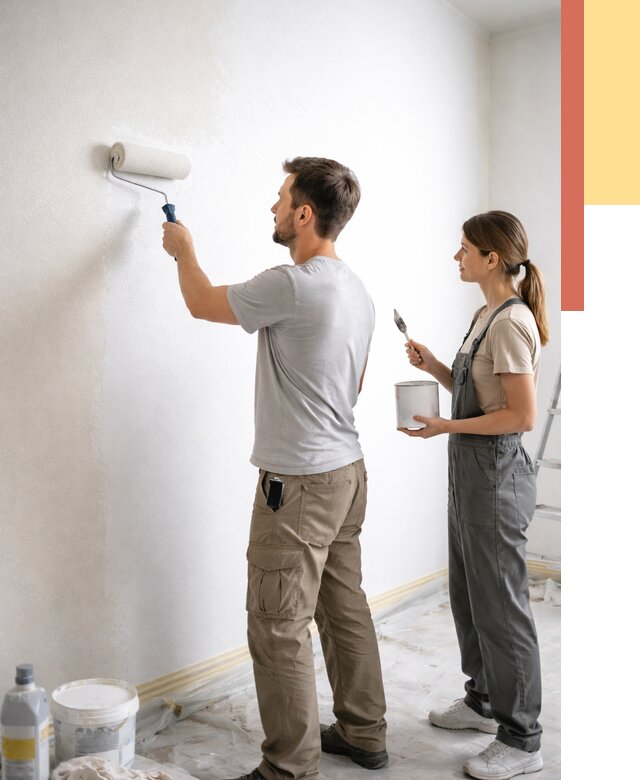 Окраска стен по стеклохолсту в Новороссийске от 4594 руб/м² под ключ | ОТДЕЛОЧНИК-Нвр