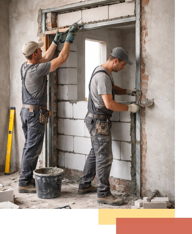 Закладка дверного проема под ключ в Новороссийске: демонтаж, монтаж, отделка