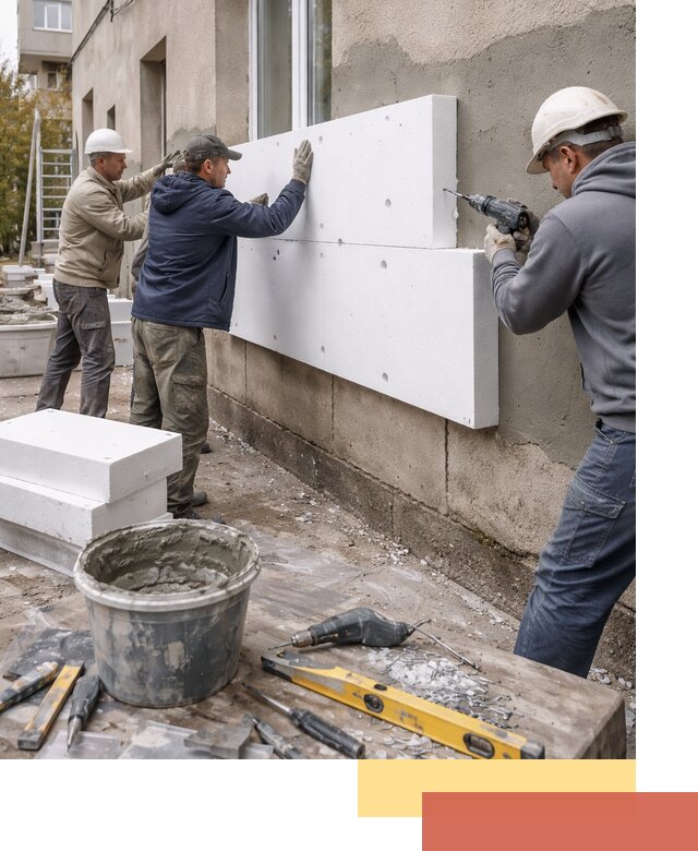 Утепление наружных стен пенопластом в Новороссийске