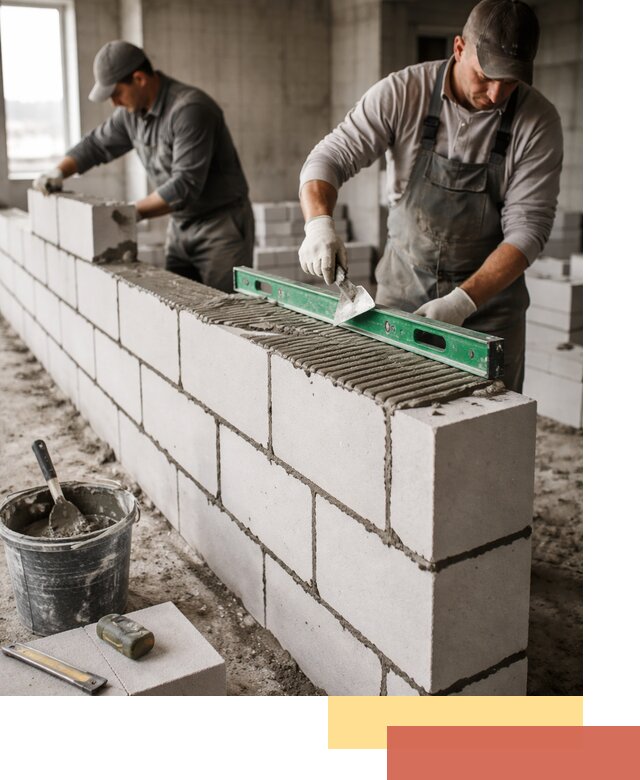 Кладка перегородок из газобетона в Новороссийске быстро и качественно