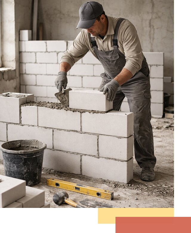 Кладка перегородок из силикатного блока в Новороссийске