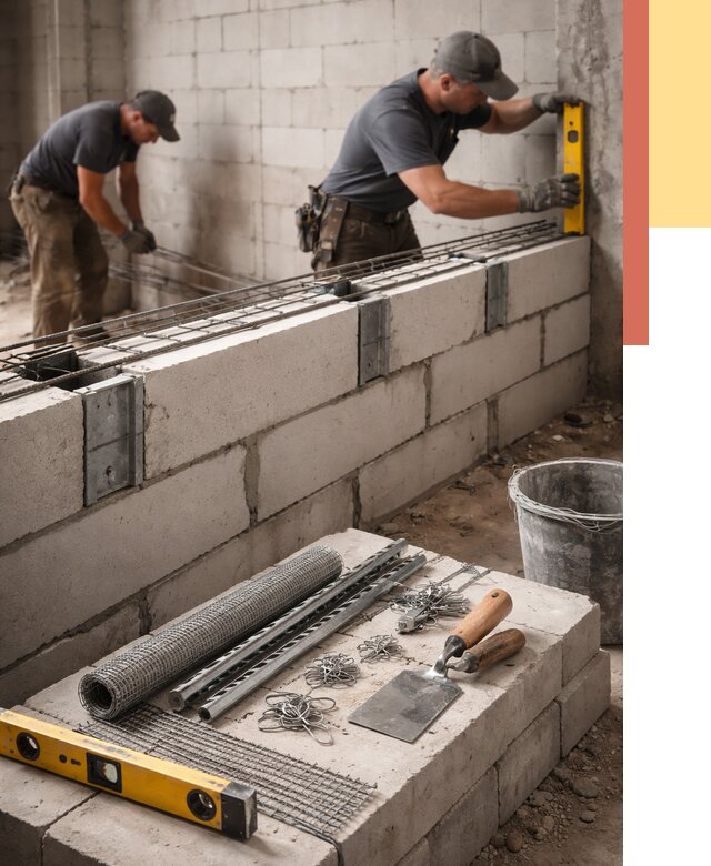 Армирование кладки перегородок в Новороссийске от 766 руб. под ключ | ОТДЕЛОЧНИК-Нвр