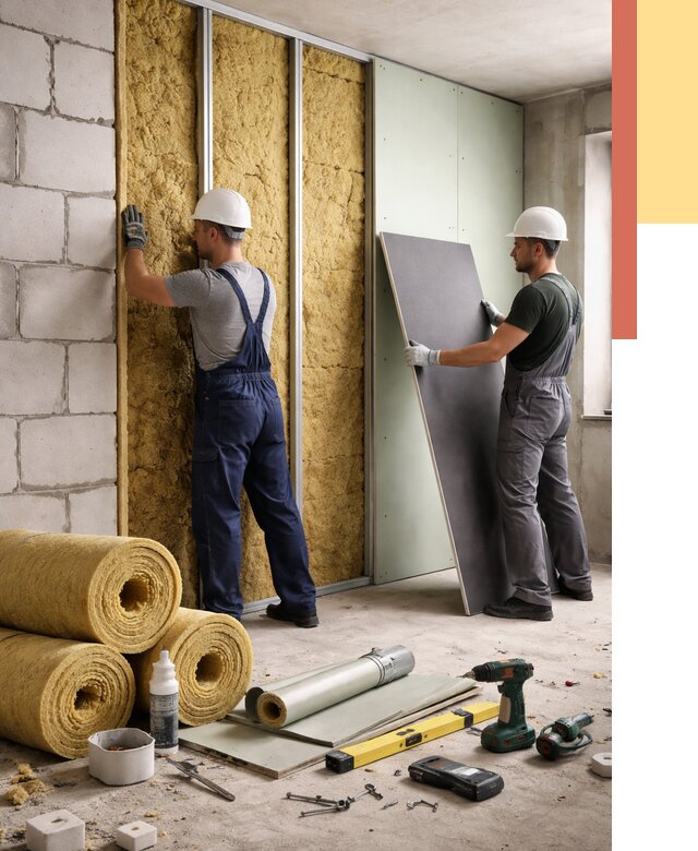 Шумоизоляция перегородок из блоков в Новороссийске от 1888 руб./м² — быстро и недорого | ОТДЕЛОЧНИК-Нвр