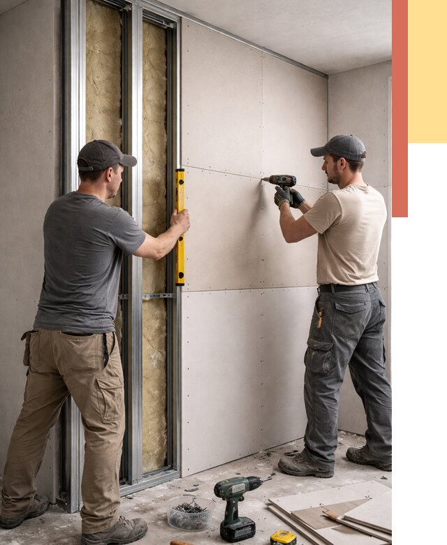 Монтаж двухслойной перегородки из гипсокартона в Новороссийске от 1480 руб. | ОТДЕЛОЧНИК-Нвр