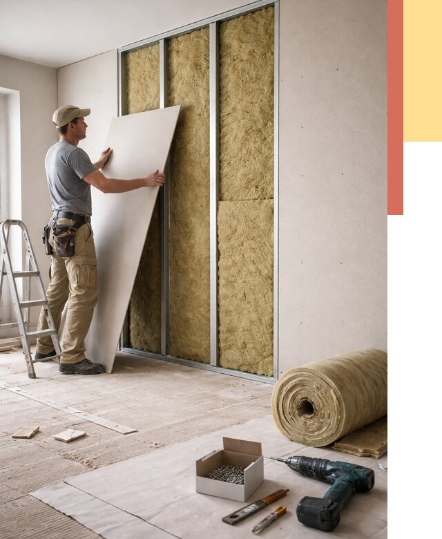 Перегородка из гипсокартона с шумоизоляцией в Новороссийске от 3185 руб. | ОТДЕЛОЧНИК-Нвр