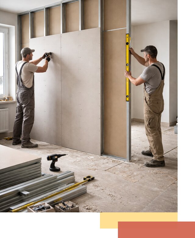 Зонирующая перегородка из гипсокартона под ключ в Новороссийске