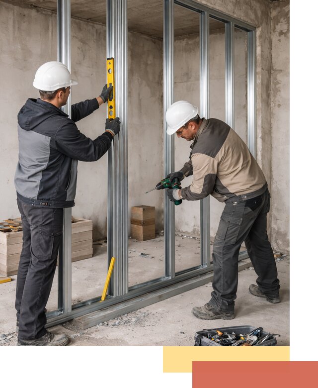 Монтаж каркаса перегородки из профиля в Новороссийске