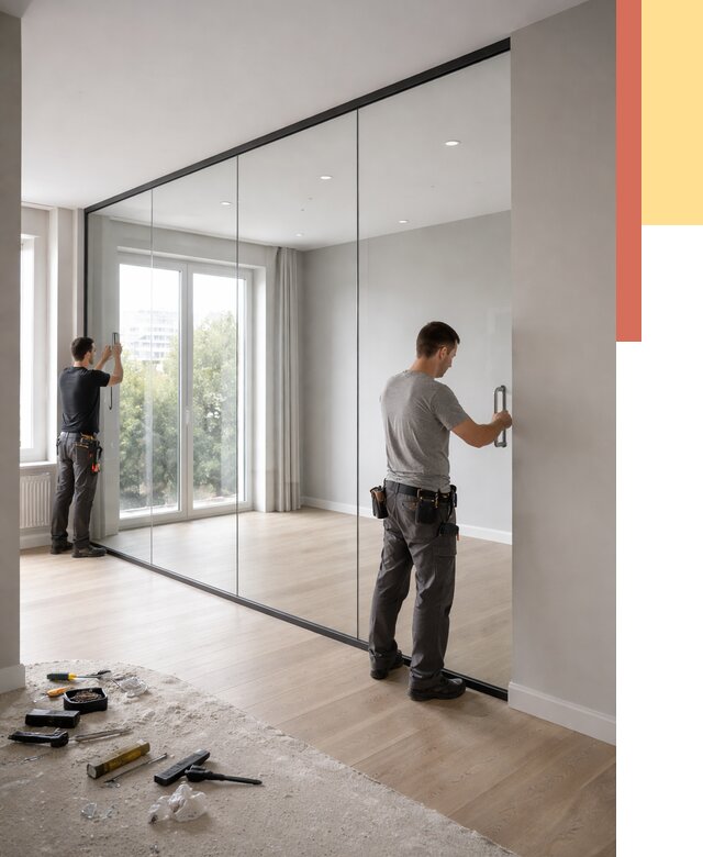 Изготовление стеклянных перегородок в Новороссийске от 12607 руб. под ключ | ОТДЕЛОЧНИК-Нвр