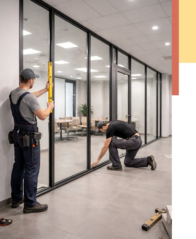 Каркасные стеклянные перегородки в Новороссийске под ключ от 9391 руб. | ОТДЕЛОЧНИК-Нвр