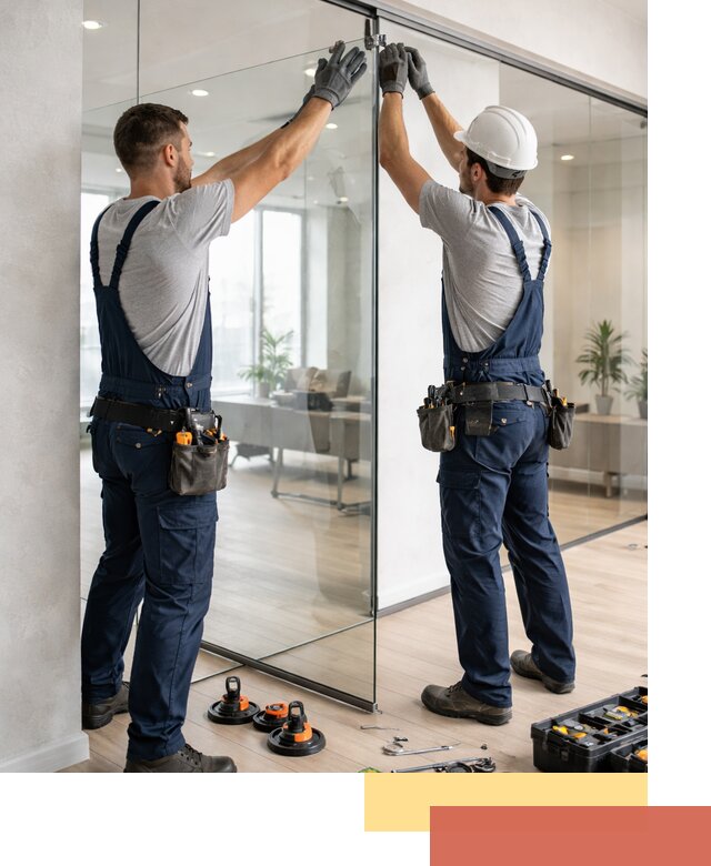 Безрамные стеклянные перегородки под ключ в Новороссийске