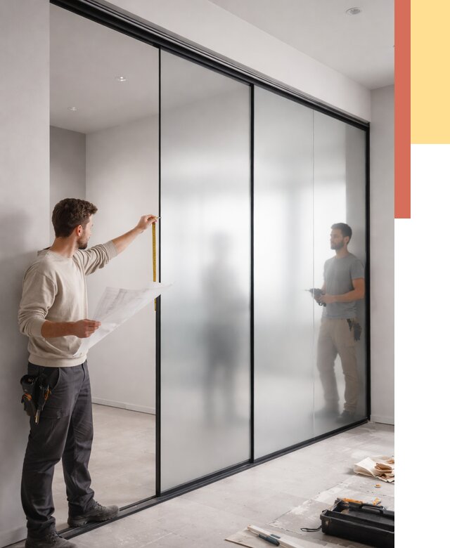 Матовые стеклянные перегородки в Новороссийске от 8677 руб. — монтаж и установка | ОТДЕЛОЧНИК-Нвр