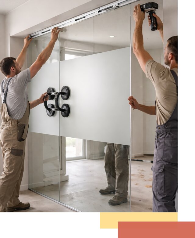 Матовые стеклянные перегородки под ключ в Новороссийске