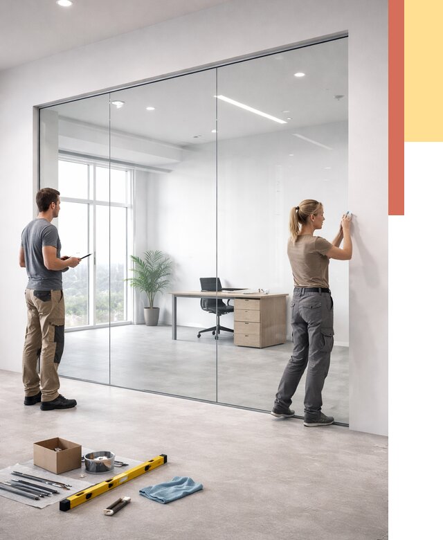 Перегородки из закаленного стекла в Новороссийске от 9698 руб. под ключ | ОТДЕЛОЧНИК-Нвр