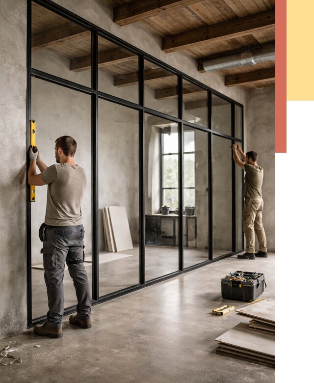 Стеклянные перегородки лофт в Новороссийске от 10718 руб. под ключ | ОТДЕЛОЧНИК-Нвр