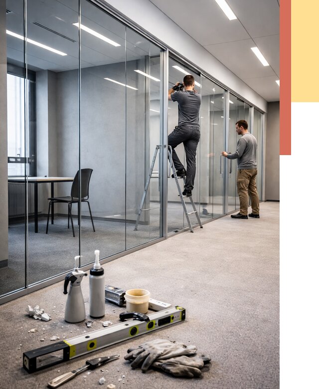 Стеклянные офисные перегородки в Новороссийске от 8677 руб. — монтаж и установка | ОТДЕЛОЧНИК-Нвр