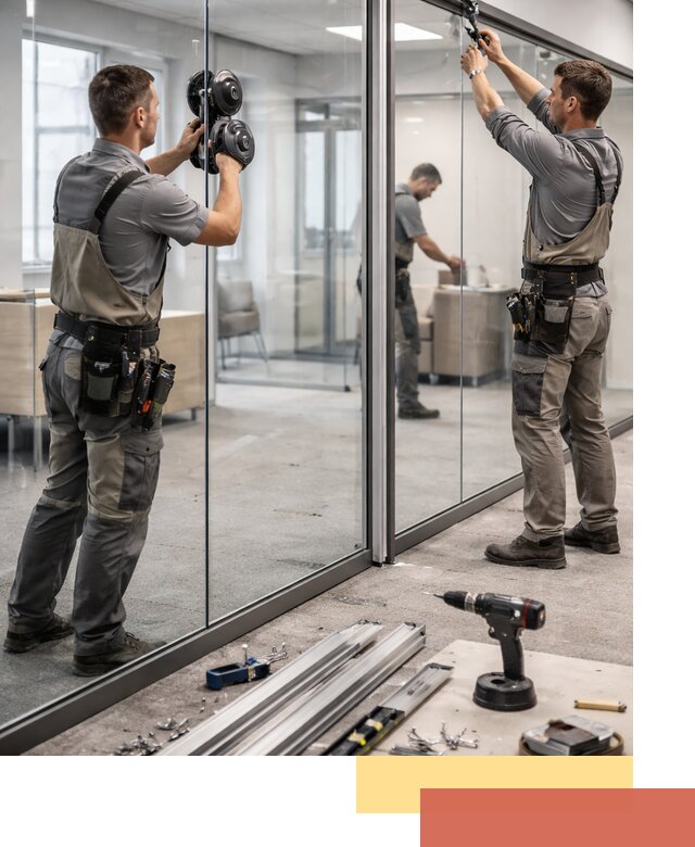 Стеклянные офисные перегородки под ключ в Новороссийске