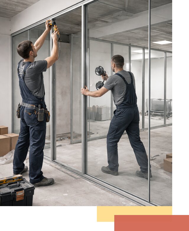 Алюминиевые перегородки со стеклом в Новороссийске — изготовление и монтаж