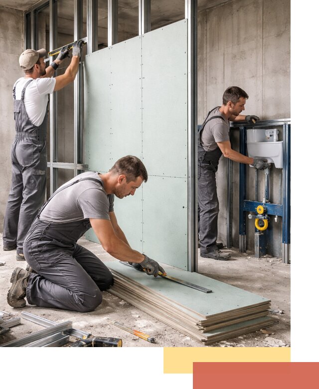 Монтаж и ремонт сантехнических перегородок в Новороссийске