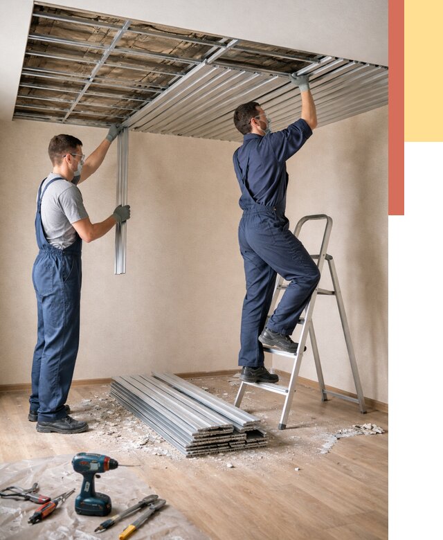 Демонтаж реечного потолка в Новороссийске от 4594 руб. быстро и недорого | ОТДЕЛОЧНИК-Нвр