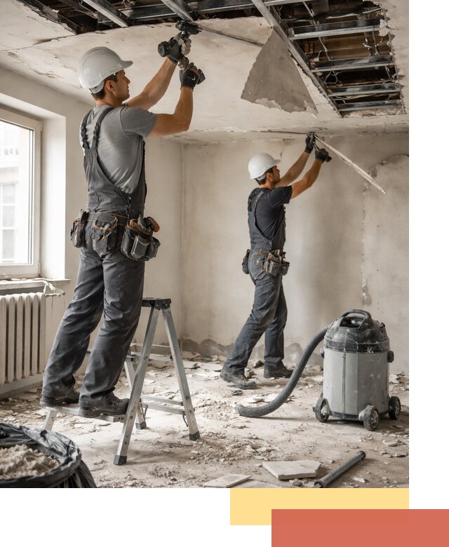 Демонтаж гипсокартонного потолка в Новороссийске быстро и аккуратно