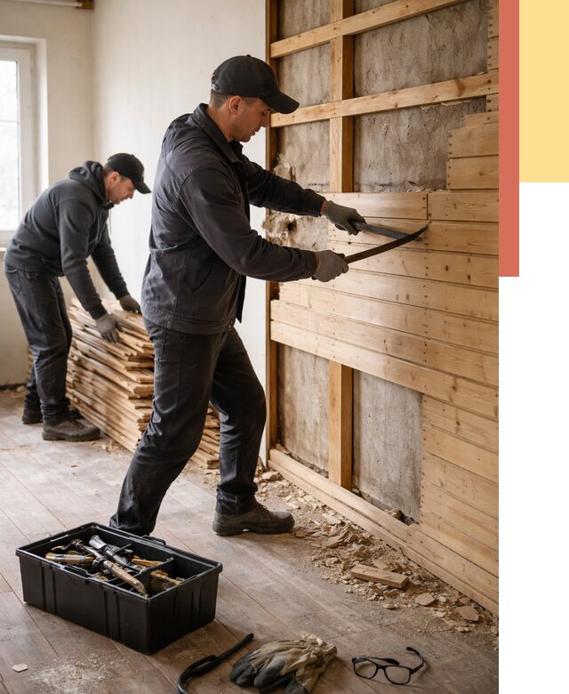 Демонтаж вагонки в Новороссийске от 3879 руб/м2 — быстро и недорого | ОТДЕЛОЧНИК-Нвр