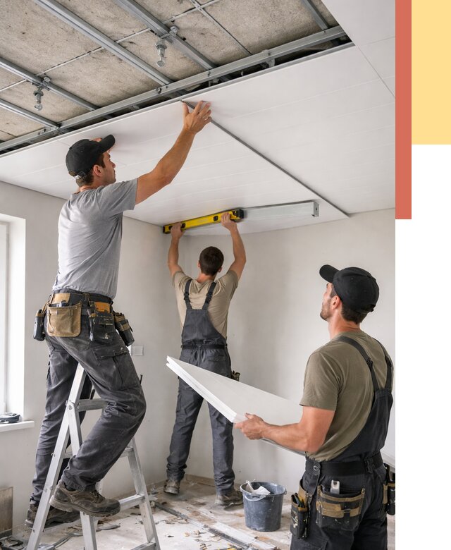 Монтаж потолка из ПВХ панелей в Новороссийске от 3573 руб./м2 — быстро и недорого | ОТДЕЛОЧНИК-Нвр